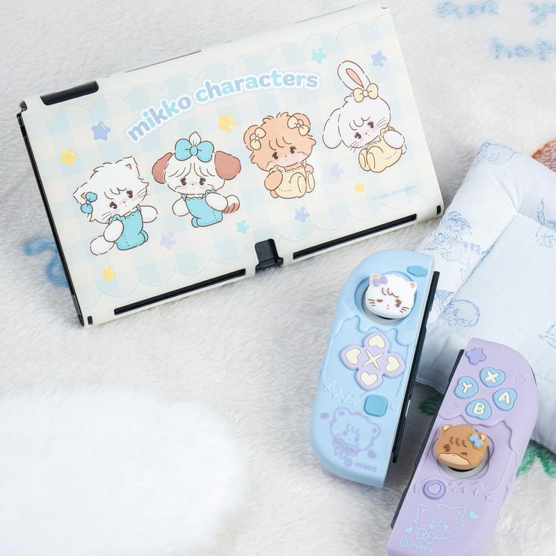 GEEKSHARE Protective Case for Switch OLED,Slim Cover Case Compatible with Switch OLED Separable Soft Silicone Protective Shell for Joy Con with 2 Thumb Grip Caps - Mikko Sweet Thoughts - Image 5